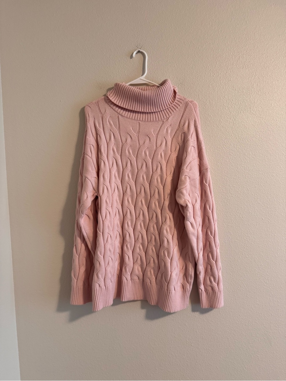 NWT SPANNER Blush Cable Knit Turtleneck Sweater
